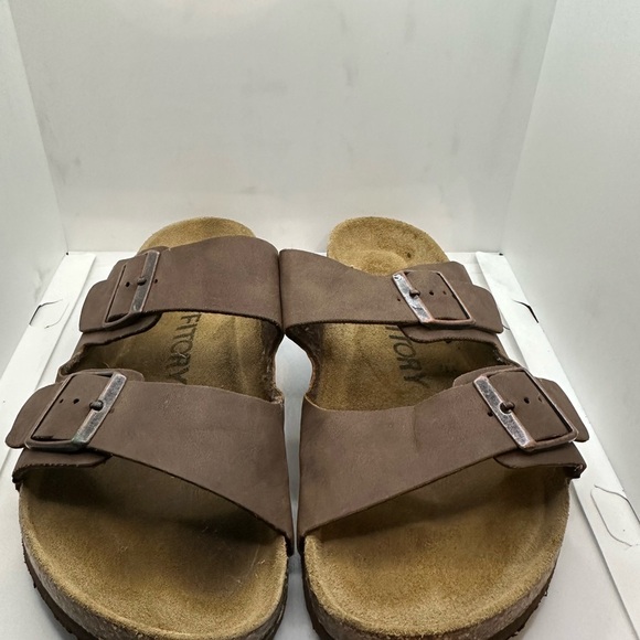 fitory Shoes - Tan Slip-On Sandals with Adjustable Buckles